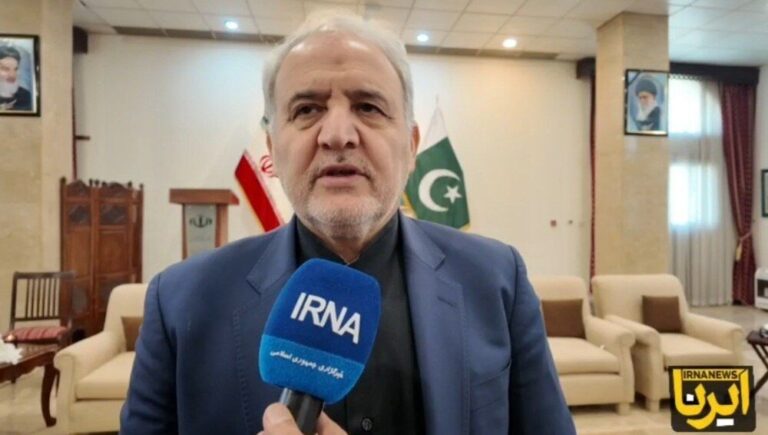Iranian Ambassador Reza Amiri Moghaddam discussing the Iran Peace Plan