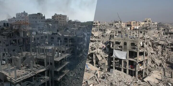 غزہ میں صیہونی جارحیت کی تباہی کی سیٹلائٹ تصاویر، رفح اور خان یونس کے مسمار علاقے