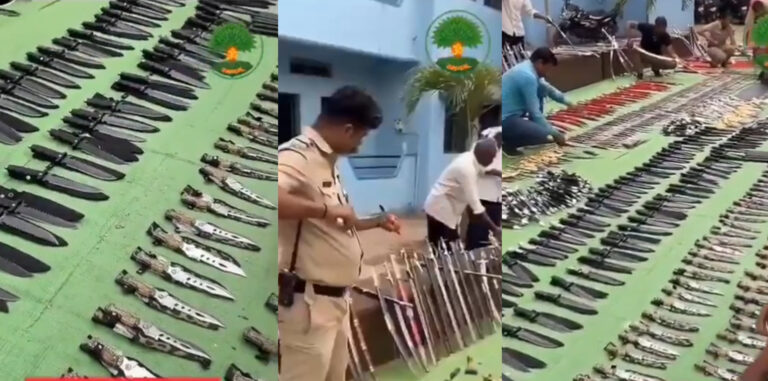 آر ایس ایس کے دفتر سے برآمد ہتھیار