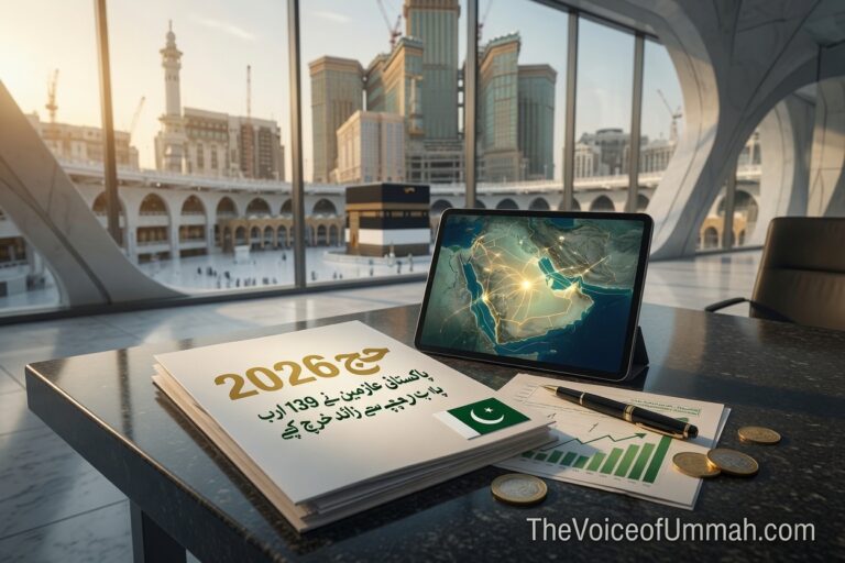 پاکستانی حجاج کا فریضہ حج ادا کرنے کا منظر