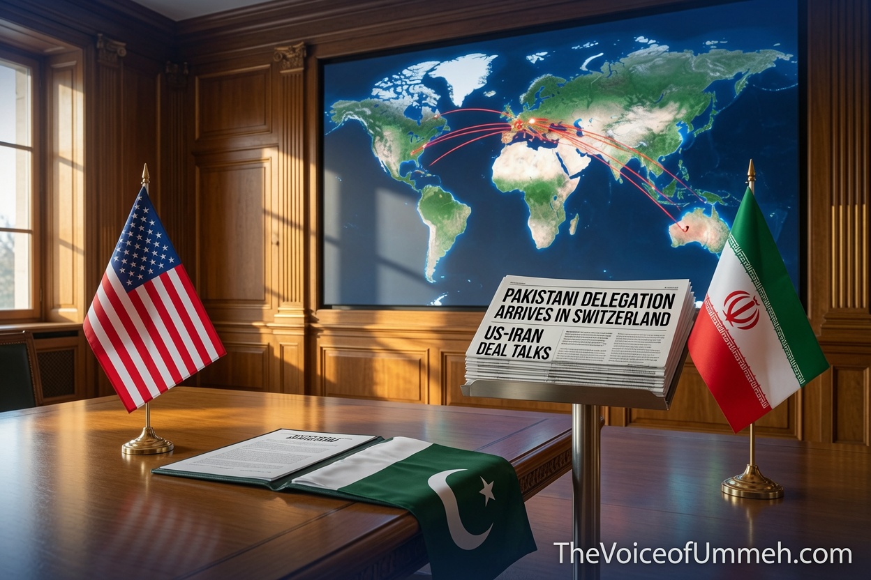 پاکستانی وفد سوئٹزر لینڈ میں ایران امریکہ معاہدے کی تقریب کے لیے پہنچا