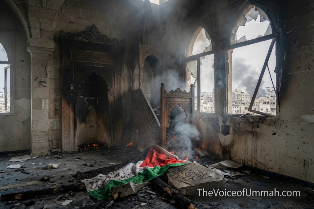یہودی آباد کاروں کا رام اللہ میں مسجد پر حملہ اور نذر آتش