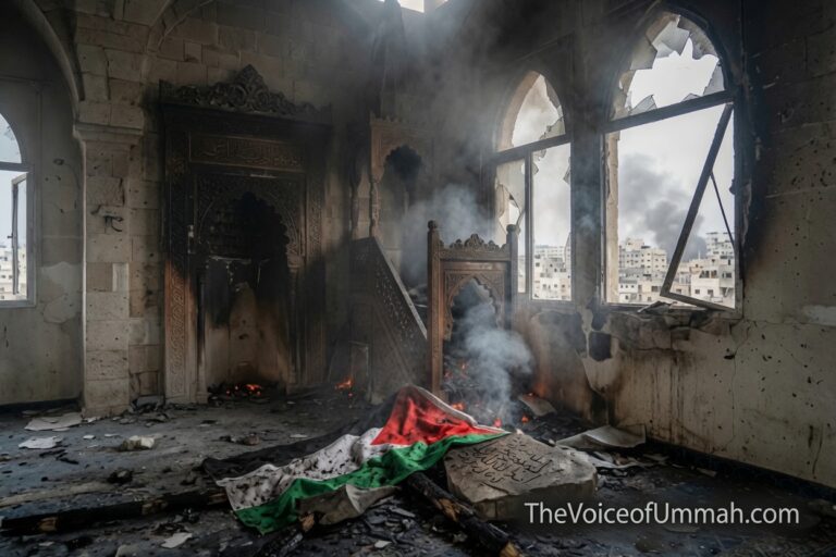 یہودی آباد کاروں کا رام اللہ میں مسجد پر حملہ اور نذر آتش