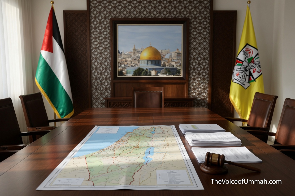Fatah Central Committee meeting in Ramallah discussing political developments and elections