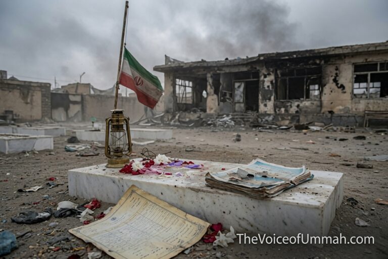 Father of martyred child sitting by grave after US Israeli attack on Minab school