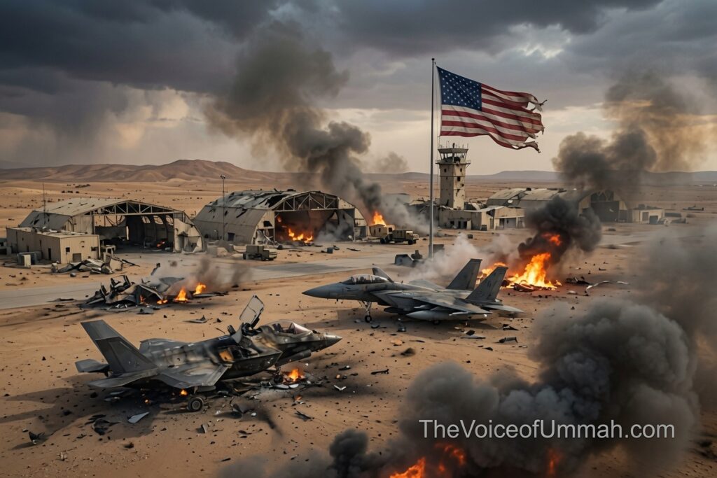 Iran’s Islamic Revolutionary Guard Corps (IRGC) has carried out a powerful retaliatory strike on a US military base in Jordan. According to reports, the IRGC Aerospace Force targeted the Al-Azraq US base with 12 ballistic missiles, destroying F-35, F-15, and F-16 fighter jets along with important military facilities. Also Read: This strike is part of Iran’s multi-dimensional response to ongoing US-Israeli aggression and war crimes. Senior Iranian officials, including Parliament’s National Security Committee spokesman Ebrahim Rezaei and Ayatollah Amoli Larijani, reaffirmed that Iran will never surrender to threats and will continue strong resistance. The IRGC vowed that retaliatory operations will persist until enemy hostilities cease.