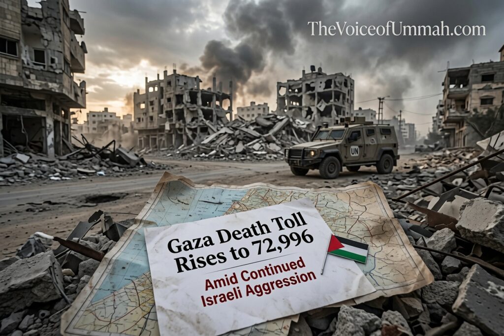 Gaza death toll rises to 72,996 due to ongoing Israeli aggression